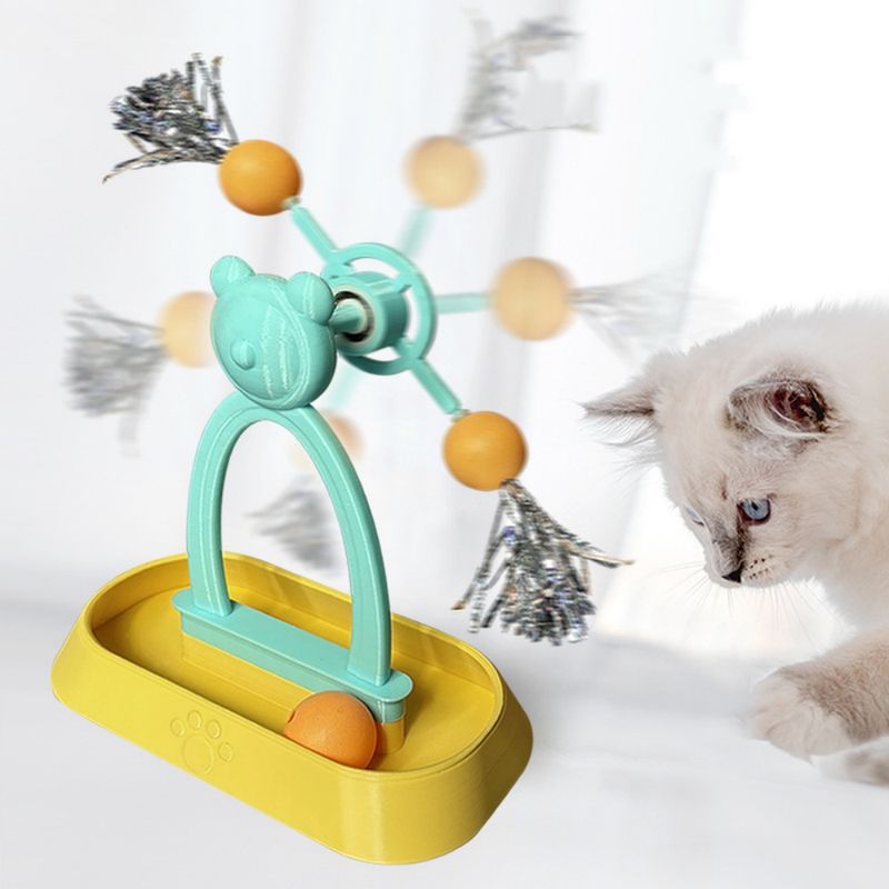 FurryFusion Jeu de chat avec plateau rotatif et bâton à plumes