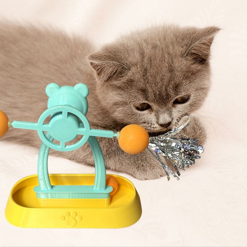 FurryFusion Jeu de chat avec plateau rotatif et bâton à plumes
