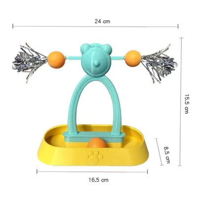 FurryFusion Jeu de chat avec plateau rotatif et bâton à plumes