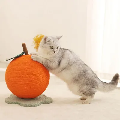 FurryFusion Pelota rascadora naranja para gatos