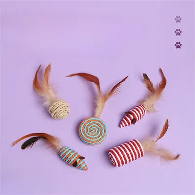 FurryFusion Ensemble de jouets en tressé pour chats, 5 pièces