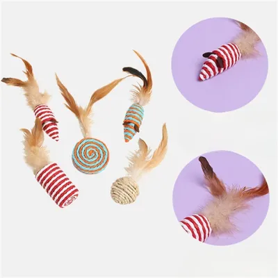 FurryFusion Ensemble de jouets en tressé pour chats, 5 pièces