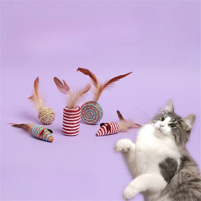 FurryFusion Ensemble de jouets en tressé pour chats, 5 pièces