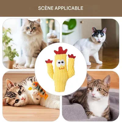 FurryFusion Jouet de peluche cactus pour chat