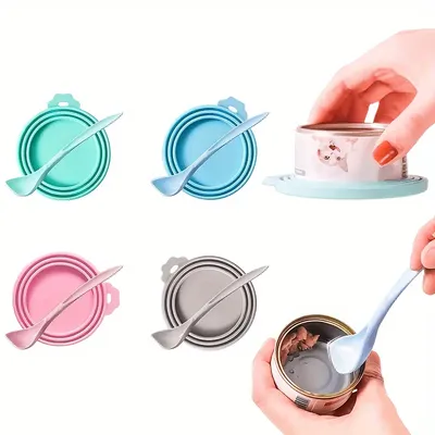 UAMLY Ensemble de couvercles de canettes et de cuillères pour animaux UAMLY Ensemble de couvercles de canettes et de cuillères pour animaux