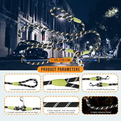 UAMLY Laisse pour mains libres réfléchissantes pour chien