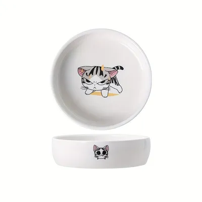 UAMLY Gamelles en céramique pour chat avec imprimé de chat de dessin animé