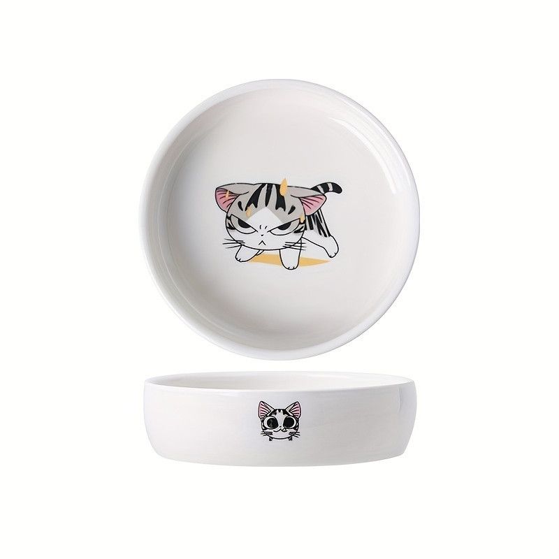 UAMLY Gamelles en céramique pour chat avec imprimé de chat de dessin animé
