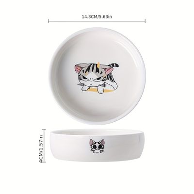 UAMLY Gamelles en céramique pour chat avec imprimé de chat de dessin animé