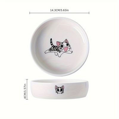 UAMLY Gamelles en céramique pour chat avec imprimé de chat de dessin animé