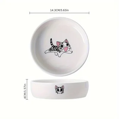 UAMLY Gamelles en céramique pour chat avec imprimé de chat de dessin animé
