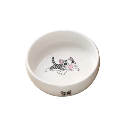UAMLY Gamelles en céramique pour chat avec imprimé de chat de dessin animé