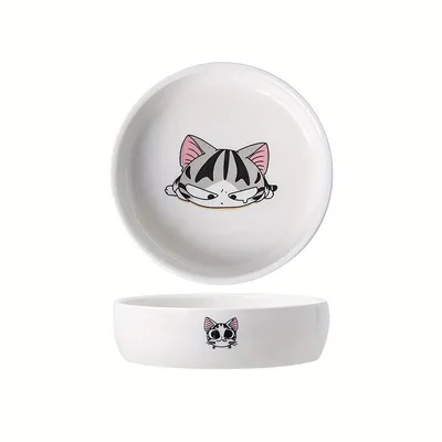 UAMLY Gamelles en céramique pour chat avec imprimé de chat de dessin animé