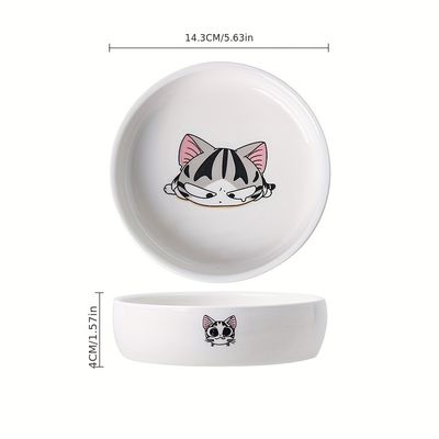 UAMLY Gamelles en céramique pour chat avec imprimé de chat de dessin animé