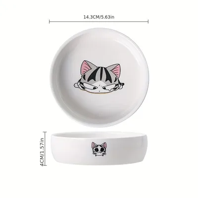 UAMLY Gamelles en céramique pour chat avec imprimé de chat de dessin animé