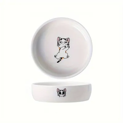 UAMLY Gamelles en céramique pour chat avec imprimé de chat de dessin animé