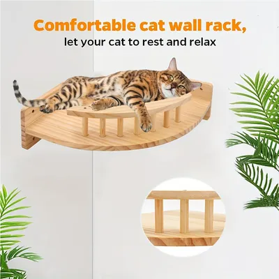 UAMLY Perchoir mural en bois massif pour chat