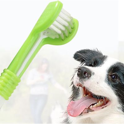 UAMLY Cepillo de dientes para perros de tres cabezales