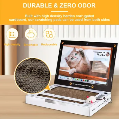 UAMLY Rascador de cartón para gatos, juguete para portátil