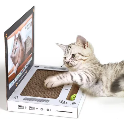 UAMLY Rascador de cartón para gatos, juguete para portátil