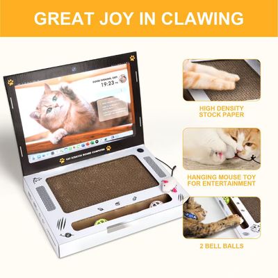 UAMLY Rascador de cartón para gatos, juguete para portátil