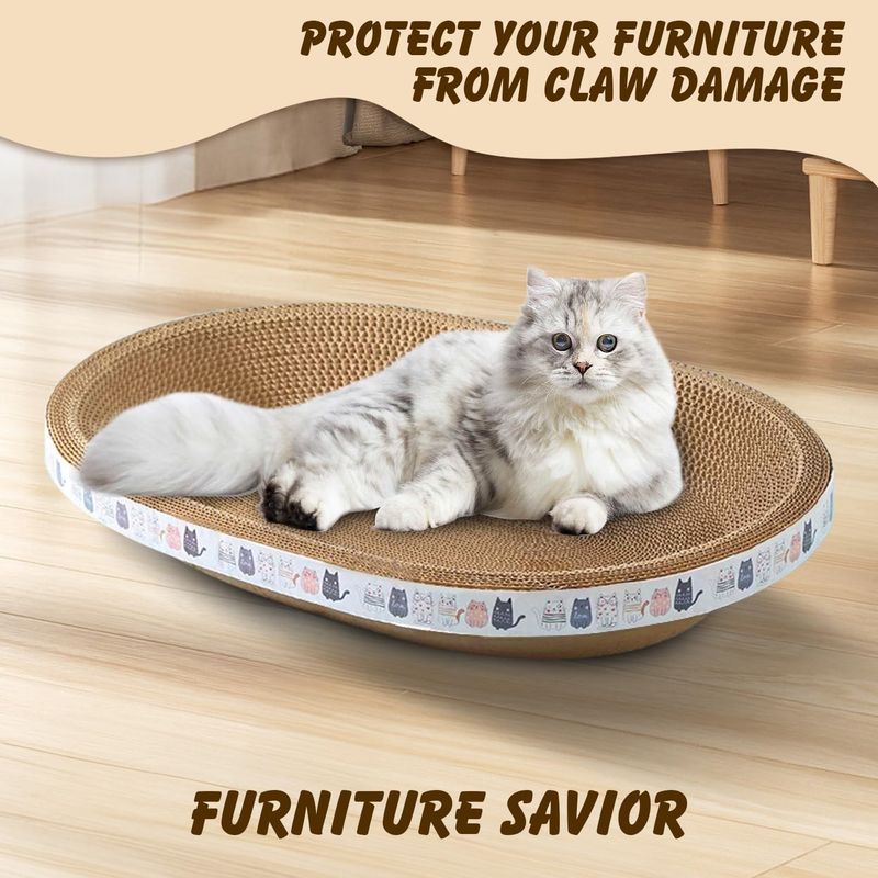 UAMLY Planche à gratter pour chat, hauteur ovale, en papier ondulé