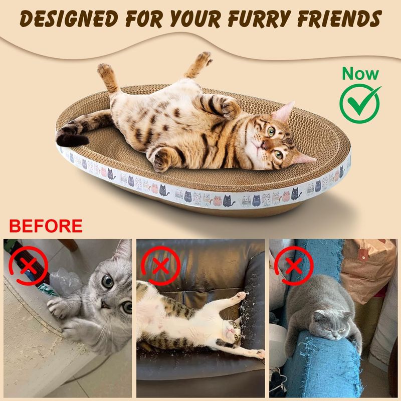UAMLY Planche à gratter pour chat, hauteur ovale, en papier ondulé
