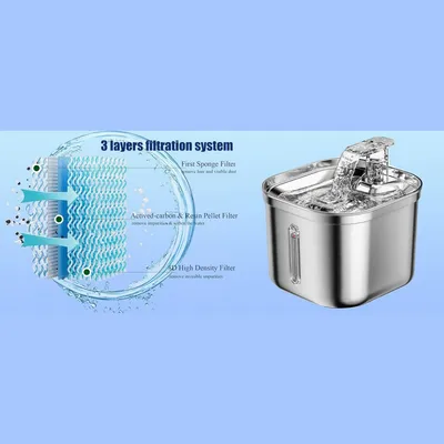 IntiMeg Fontaine à eau pour chats et chiens en acier inoxydable