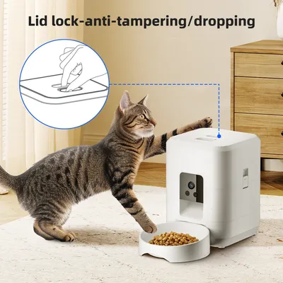 Izefia Distributeur intelligent de nourriture pour animaux, blanc