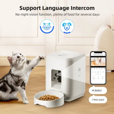 Izefia Distributeur intelligent de nourriture pour animaux, blanc