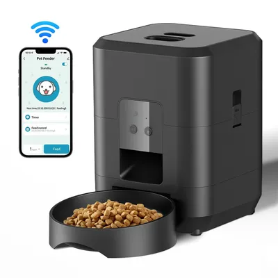 Izefia Distributeur intelligent de nourriture pour animaux, noir