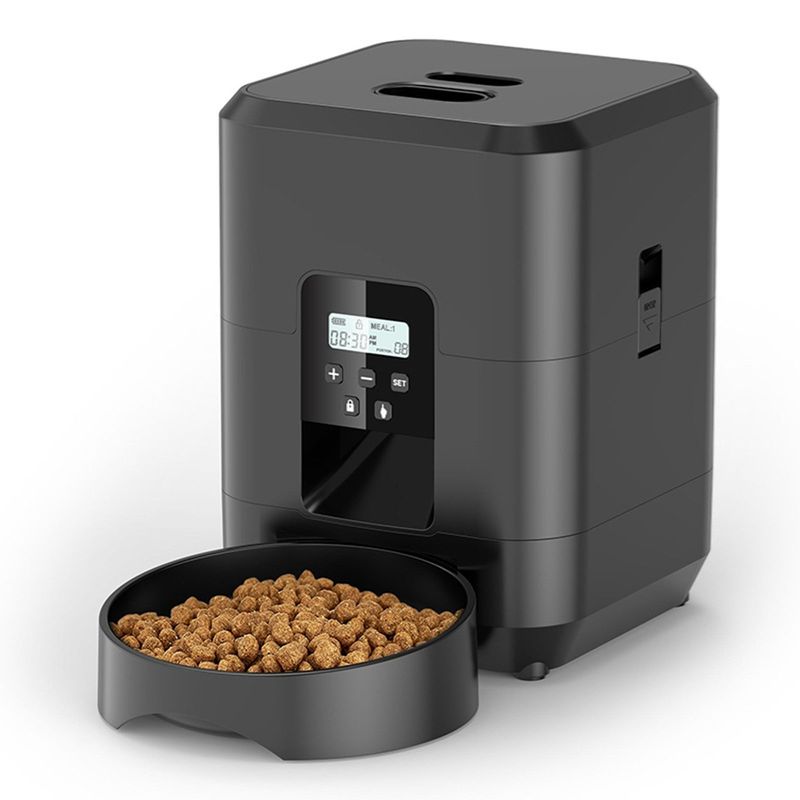 Izefia Distributeur intelligent de nourriture pour animaux, noir