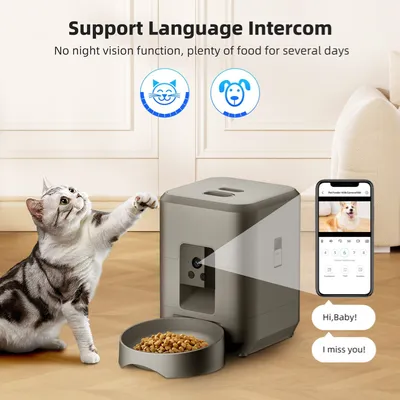 Izefia Distributeur intelligent de nourriture pour animaux, noir
