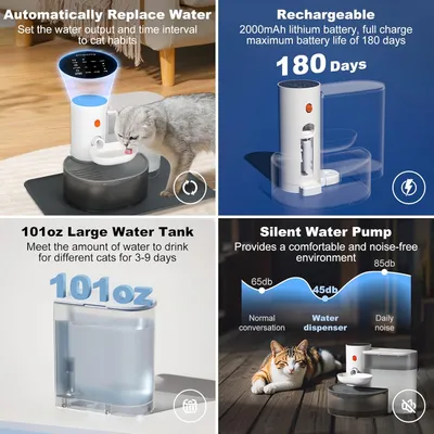 Iokheira Fontaine à eau intelligente sans fil pour animaux de compagnie