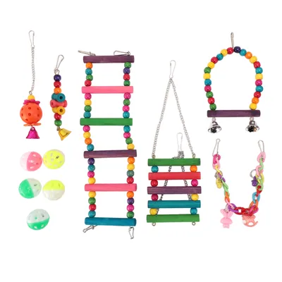 Iokheira Ensemble de balançoire et de jouets à mâcher pour perroquet