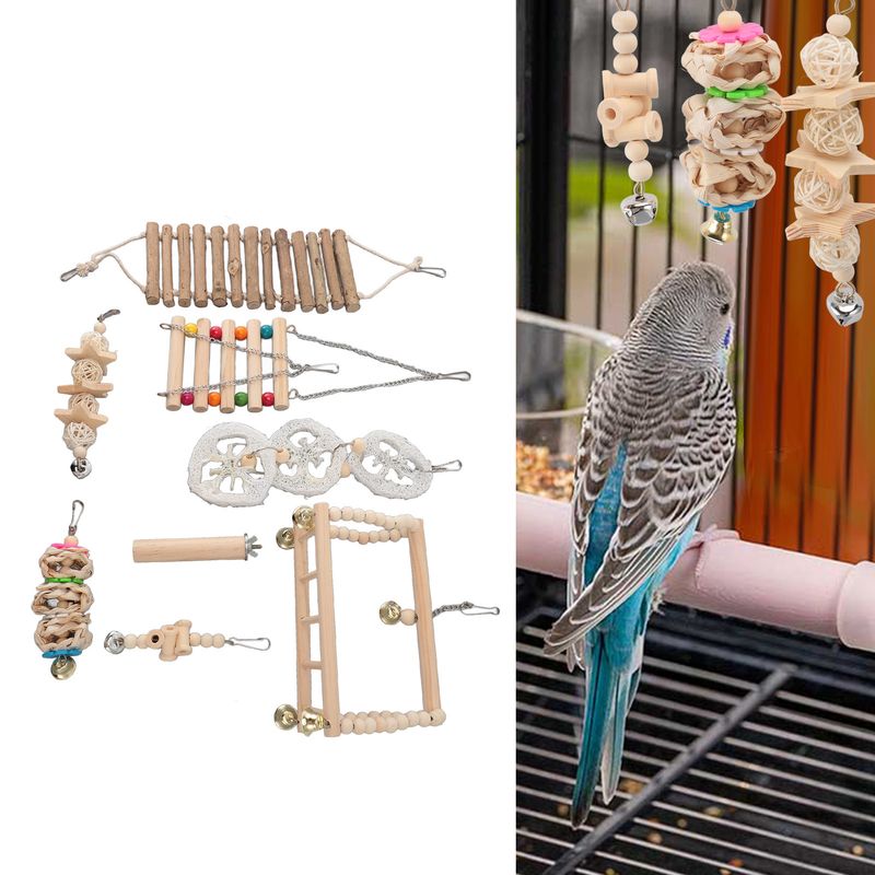 Iokheira Ensemble de huit jouets multifonctionnels pour perroquets