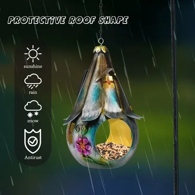 Iokheira Lanterne solaire suspendue pour jardin et nichoir à oiseaux