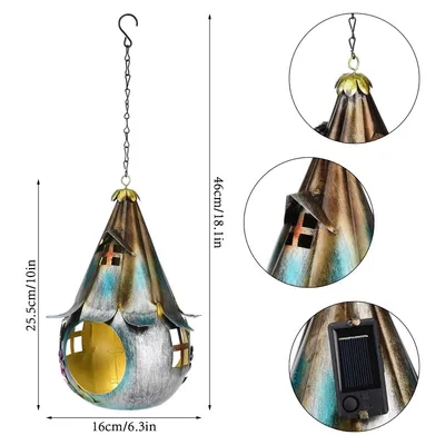 Iokheira Lanterne solaire suspendue pour jardin et nichoir à oiseaux
