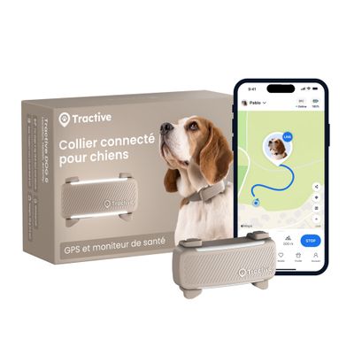 Tractive DOG 6 – Collier GPS chien connecté avec moniteur de santé – Marron