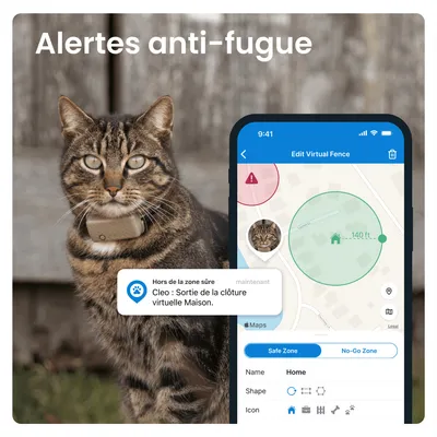 Tractive CAT Mini Collier GPS connecté pour chat avec suivi santé – Marron