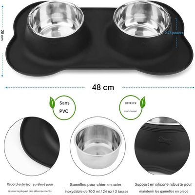 IntiMeg Gamelles en acier inoxydable pour chien et chat
