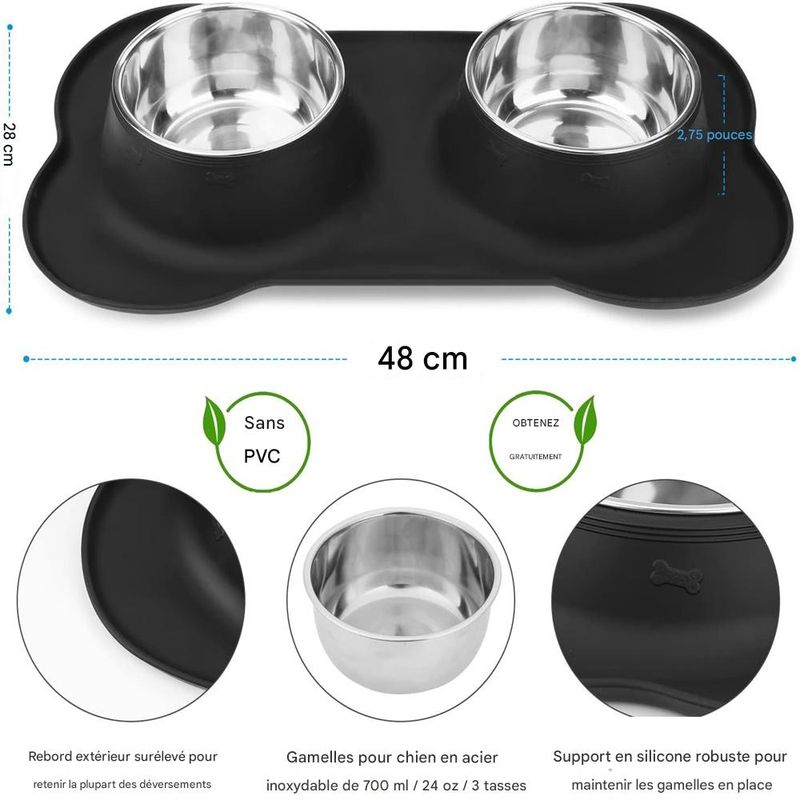 IntiMeg Gamelles en acier inoxydable pour chien et chat