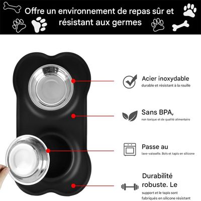 IntiMeg Gamelles en acier inoxydable pour chien et chat