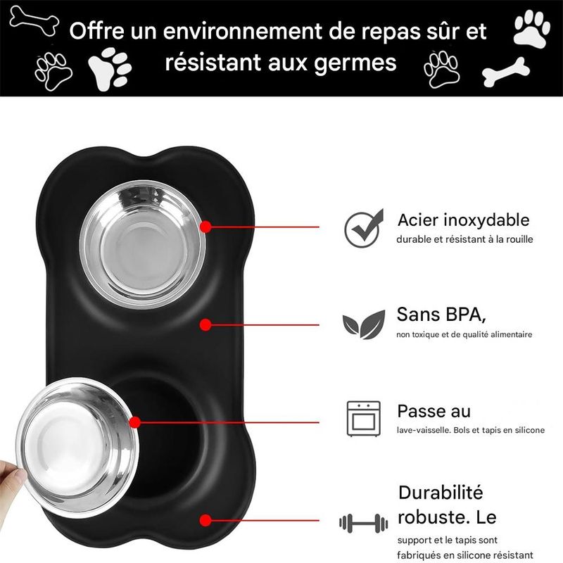IntiMeg Gamelles en acier inoxydable pour chien et chat