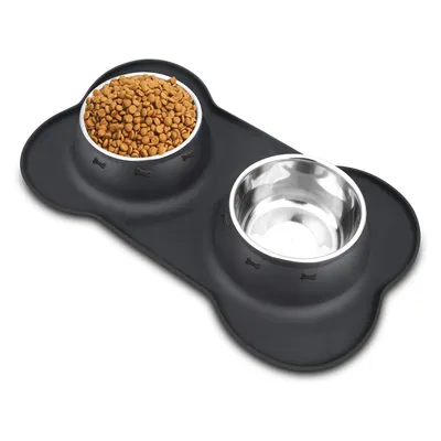 IntiMeg Cuencos de acero inoxidable para perros y gatos