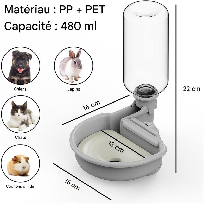IntiMeg Distributeur d'eau pour cage de chien