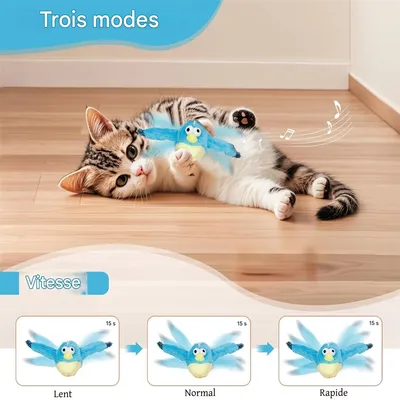 FurryFusion Jouet Oiseau interactif et rechargeable pour chat