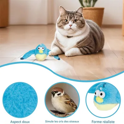 FurryFusion Jouet Oiseau interactif et rechargeable pour chat