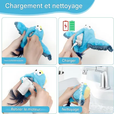 FurryFusion Juguete interactivo y recargable con forma de pájaro para gatos