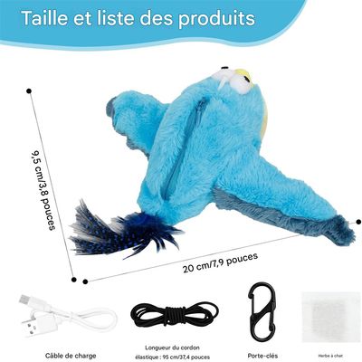 FurryFusion Jouet Oiseau interactif et rechargeable pour chat